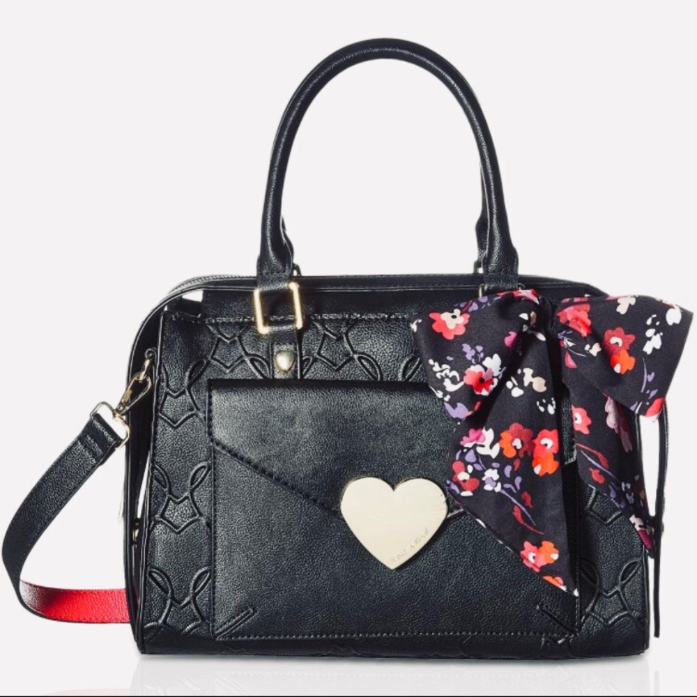 Betsy Johnson Black Satchel with Scarf
